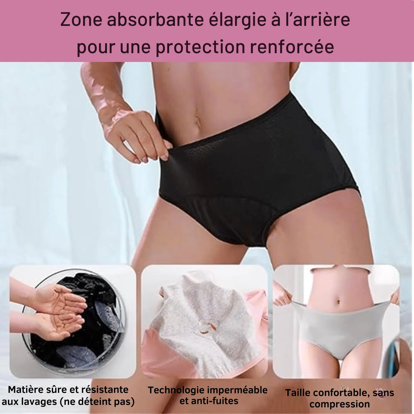 Culottes SERENA™ anti-fuites et soutien du plancher pelvien - Lot de 5 (2 achetées + 3 offertes)