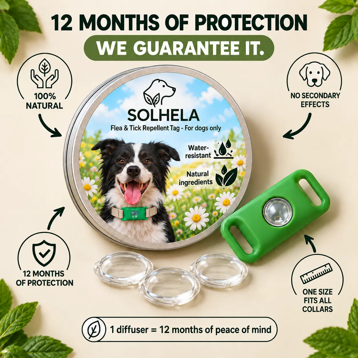 SOLHELA 100 % Natural Flea & Tick Pendant