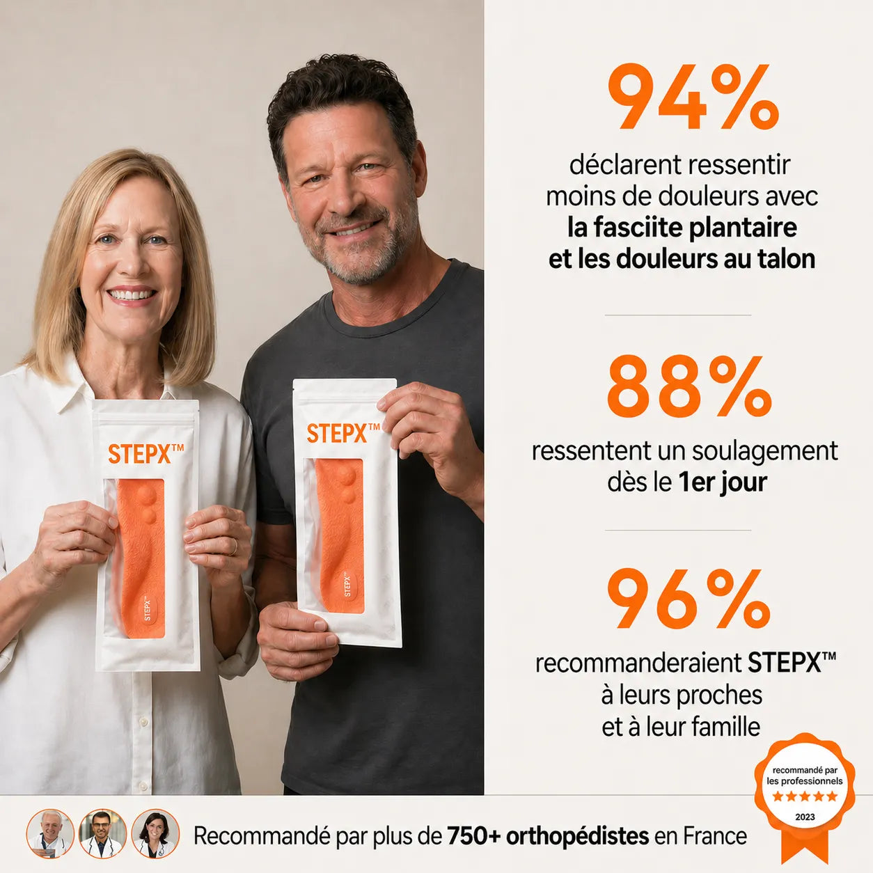 STEPX - Semelles orthopédiques pour soulager les douleurs au talon et la fasciite plantaire