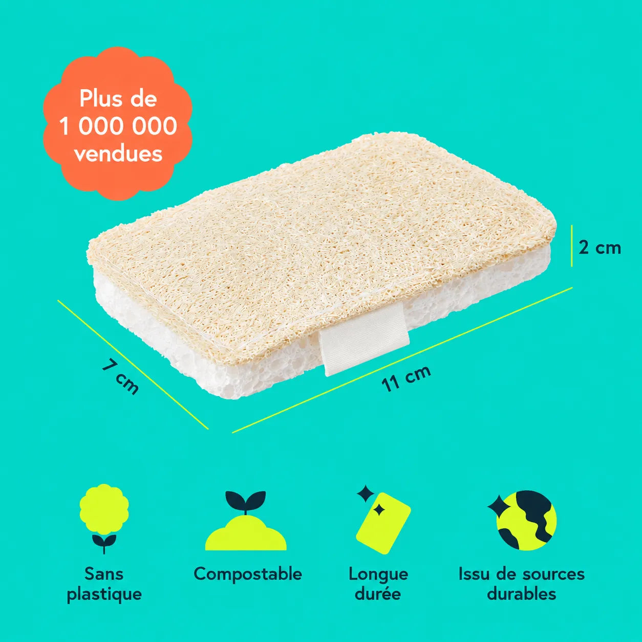 SCRUBI™ l'éponge 100% naturelle (lot de 12)