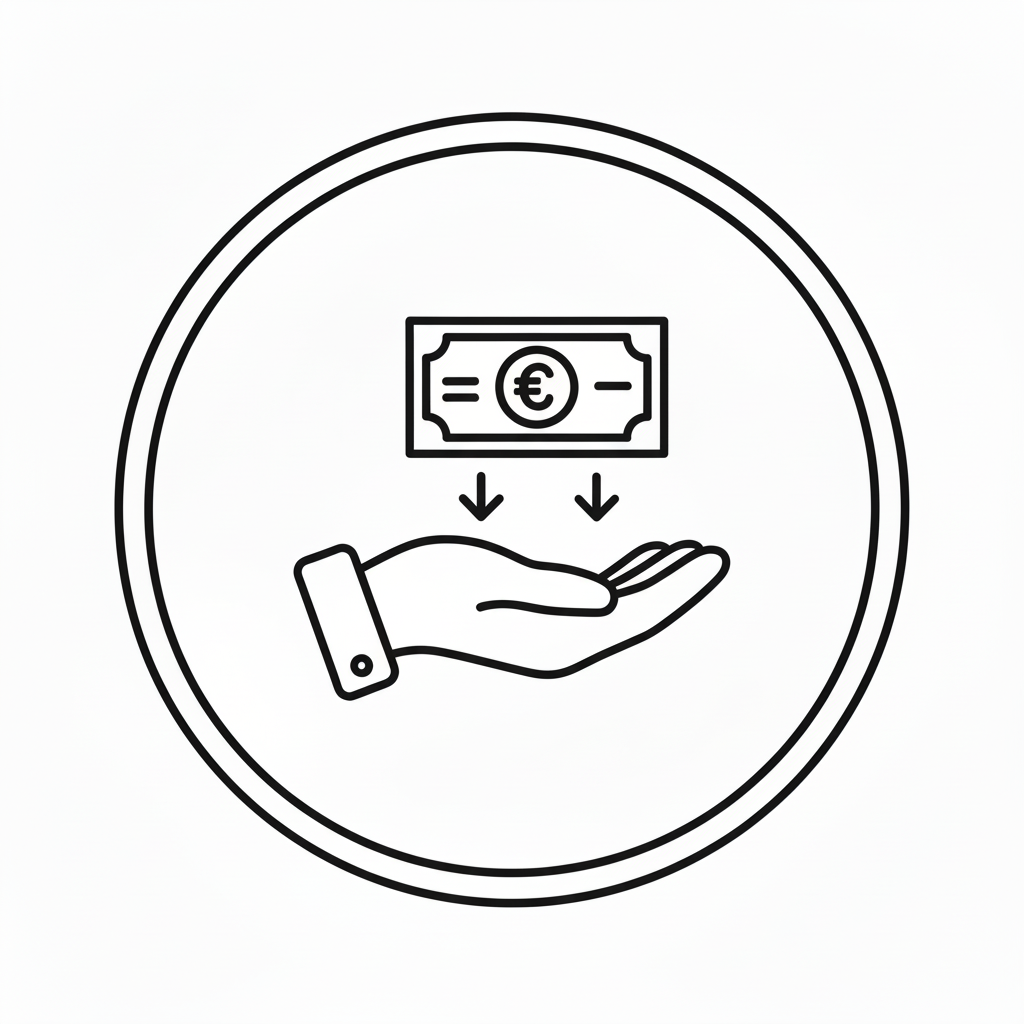 Icône main recevant un billet - Haute visibilité